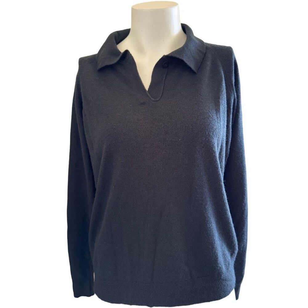 Women’s black sweater blouse collared pullover super comfortable soft